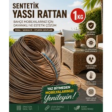 Mady Aksesuar Premium Sentetik Rattan Şerit - Bahçe Mobilyası Örme ve Tamir Ipi - 1 Kg, 8.3mm Açık Kahverengi