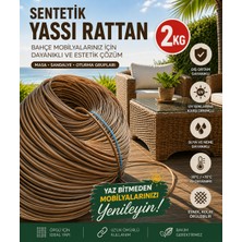 Mady Aksesuar Premium Sentetik Rattan Şerit - Bahçe Mobilyası Örme ve Tamir Ipi - 2 Kg, 8.3mm Açık Kahverengi