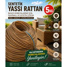 Mady Aksesuar Premium Sentetik Rattan Şerit - Bahçe Mobilyası Örme ve Tamir Ipi - 5 Kg, 8.3mm Açık Kahverengi