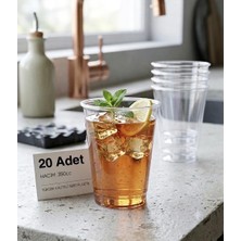 e ERTA 20 Adet 350 cc Sert Plastik Pet Limonata Milkshake Bardağı , Sunum Bardağı , Soğuk Içecek Bardağı