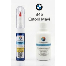 COLORGUARD BMW B45 Estoril Mavi İğneli & Fırçalı Şişe Rötuş Boyası ve Yüzey Temizleme Solüsyonu Seti