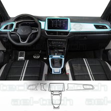OROEL OTOMOTİV Volkswagen T-Roc Uyumlu Vites Etrafı ve Ön Göğüs Piano Black 6'lı Set Tpu Koruyucu 2022-2025