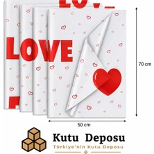 Kutu Deposu 50X70 cm Beyaz Kalp Desenli Pelur Kağıt (1kg)