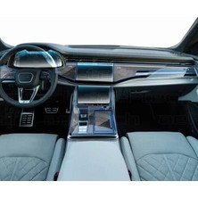 OROEL OTOMOTİV Yeni Audi Q8 Navigasyon Dijital Gösterge 9h Nano ve Piano Black Uyumlu Tpu Koruyucu 8li Set