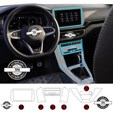OROEL OTOMOTİV Volkswagen T-Cross Uyumlu Vites Etrafı ve Ön Göğüs Piano Black 6’lı Set Tpu Koruyucu 2024-2025