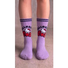 Neşeli Çoraplar Mor Hello Kitty Renkli Unisex Çorap