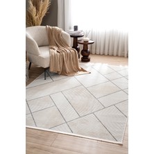 Koza Home Lumina Krem Gri Tozumaz Halı Salon Oturma ve Yatak Odası Koridor Mutfak Makina Dokuma Halı A0863A, 60 x 100