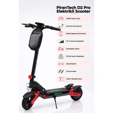 Pirantech D2PRO Elektrikli Scooter 1000W Kırmızı | Mobil Uygulama | Çift Amortisör | Gidon Yükseklik Ayarı