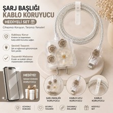 Jolita iPhone 15 Pro Uyumlu Nano Ekran Koruyucu Hediyeli Şarj Başlığı & Kablo Koruyucu Koruma Seti