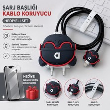 Jolita iPhone 15 Plus Uyumlu Nano Ekran Koruyucu Hediyeli Şarj Başlığı & Kablo Koruyucu Koruma Seti