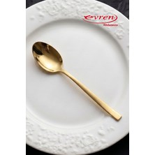 EVREN MUTFAK 12 Parça (Düzine) Rüya Model Gold Çelik Tatlı Kaşığı 4 mm (Gold)