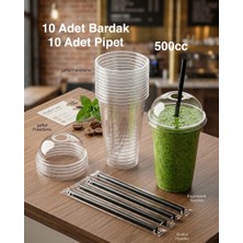 e ERTA 10 Adet 500 cc Sert Plastik Pet Kapaklı Limonata Milkshake Bardağı , Sunum Bardağı , Soğuk Içecek Bardağı