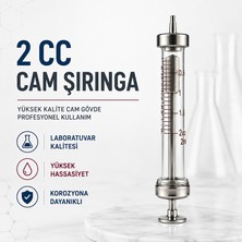 Sevgift 2 cc Cam Şırınga Metal Uçlu Laboratuvar Tipi Enjektör