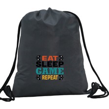 Hero Tasarım Hero tasarım  Eat Sleep Game - Ipli Spor Sırt Çantası - Günlük - Okul 35*46CM One Size | INN1009