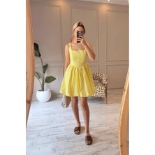 BeeYouStudio Balon Etekli Askılı Elbise / Sarı S