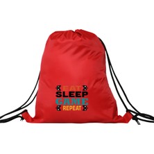 Hero Tasarım Hero tasarım  Eat Sleep Game - Ipli Spor Sırt Çantası - Günlük - Okul 35*46CM One Size | INN1009