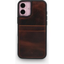 Zawa Apple iPhone 16 Pro Uyumlu Suni Deri Kartlık Arka Koruma Kılıf