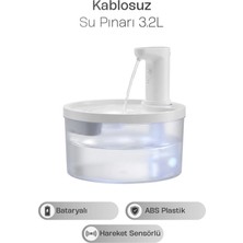 Justie Pet Yuvarlak Otomatik Pet Su Pınarı – 3.2 Litre, Beyaz, Bataryalı, Sessiz
