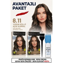 Sea Color Set Saç Boyası 8.11 Yoğun Küllü Açık Kumral 2 Li 2 Kutu+Pratik Boya Kabı