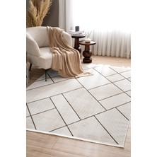 Koza Home Lumina Krem Kahve Tozumaz Halı Salon Oturma ve Yatak Odası Koridor Mutfak Makina Dokuma Halı A0863A, 60 x 100
