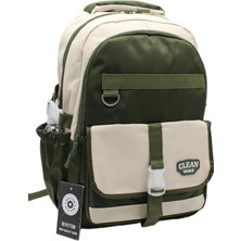 Bevitton 26012 Çok Bölmeli Bej-Haki Okul Sırt Çantası Unisex Okul Çantası