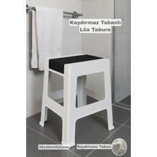 Funny Life Büyük Kaydırmaz Tabanlı Lüx Banyo Taburesi - Günlük Kullanım Çok Amaçlı Modern Tabure Siyah