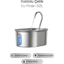 Justie Pet Justie Oval Paslanmaz Çelik Otomatik Pet Su Pınarı