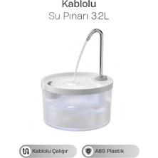 Justie Pet Yuvarlak Otomatik Pet Su Pınarı – 3.2 Litre, Beyaz, Sessiz Çalışma