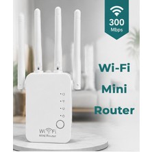 Erdineks 4 Antenli Priz Tipi Wifi Sinyal Güçlendirici - 300MBPS Uzun Menzilli Repeater ve Access Point (Kablosuz Mini Router)