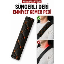Ecarteks Her Araca Uygun Suni Deri - Süngerli Emniyet Kemer Pedi-Turuncu