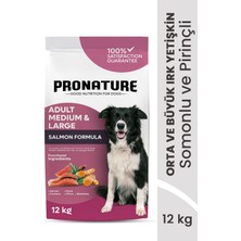 Pronature Orta ve Büyük Irk Yetişkin Kuru Köpek Maması (Derma Shine) - Somonlu ve Pirinçli - 12KG