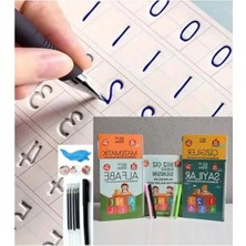 Bella Vista Sihirli Yazı Seti Silinebilir Kelemli Kabartmalı Defter Yazma Öğretici 4 Kitap+1 Kalem+5 Yedek Uç, Çok Renkli