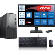 Lenovo Thinkcentre Neo 50T Gen 6 Intel Core Ultra 5 225 Upto 4.9ghz 96GB Ddr5 1tb SSD 4GB/RX550 WIN11PRO +23.8"fhd Monitör Masaüstü Bilgisayar 13BD007UTR2427P33+ZETTAUSBBELLEK