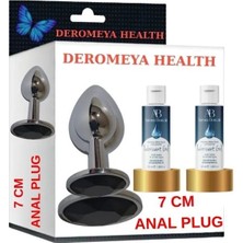 Aşkın Deposu Deromeya Health -mükemmel çelik 7 cm siyah elmas taşlı + süper kaydırıcı jel+  plug 7 cm + süper set 2*50 ml süper avantaj seti