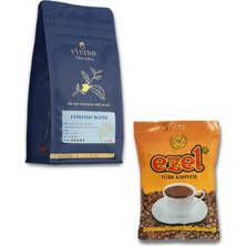 Eterno & Ezel Kahve İkilisi – Espresso Blend Öğütülmüş 250 gr + 100 gr  Öğütülmüş Türk Kahvesi