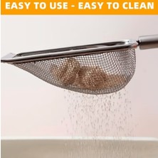 Pawde Luxe Paslanmaz Çelik Kedi Kumu Küreği - Dayanıklı & Temizlemesi Kolay - 0.5 cm Aralikli