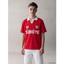 Lc Waikiki Yeni Sezon Polo Yaka Fıfa World Cup Baskılı Erkek Çocuk Tişört