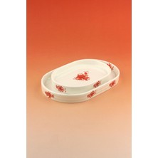 Bursa Porselen Dekor Flowers Orange 2 Boy Porselen Kayık Tabak