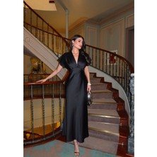 Esra Helvacı Eh Collection Saten Midi Elbise