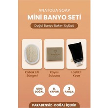 Anatolia Soap Mini Banyo Seti - Kabak Lifi Süngeri + Lastikli Kese + Kayısı Sabunu 3'lü Doğal Set