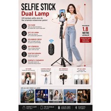 Jolita Samsung A56 Uyumlu LED Işıklı Bluetooth Selfie Çubuğu & Tripod Bluetooth Uzaktan Kumandalı Katlanabilir Tripod