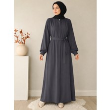 Oktayusta Collection Medine Ipeği Patlı Düğmeli Pileli Mevlana Ferace