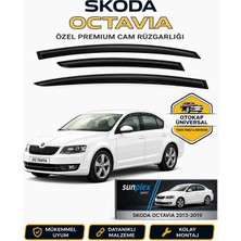 Sunplex Skoda Octavia 2013-2019 Uyumlu Cam Rüzgarlığı Takım 4 Lü Takım Rüzgar Kesici Yağmur Önleyici