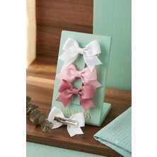 Vavbaby Kız Çocuk 3’lü Set Fiyonk Pensli Saç Tokası – Pembe