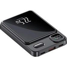 Pukotech Magsafe Powerbank Dijital LED Ekranlı Kablosuz Şarj Özellikli Powerbank 22.5W 10.000MAH Siyah