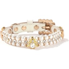 Pawde Luxe Inci ve Rhinestone Detayları, Küçük Köpek Tasması