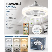 Sakin Enerji 35W 360° Fanlı Pervaneli LED Tavan Vantilatörü 3 Renk- Kumandalı