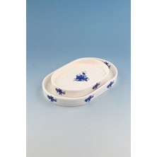 Bursa Porselen Dekor Flowers Blue 2 Boy Porselen Kayık Tabak