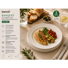 Bonnami Bonna Banquet Premium Porselen Düz Tabak 25 cm - Ana Yemek ve Servis Tabağı