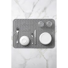 Chavin Gri 30X40 cm Çok Amaçlı Silikon Bulaşık Kurutma Matı Bulaşıklık MT258